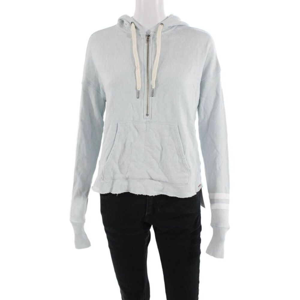 Philanthropy Women Pullover Hoodie Light Blue Cotton Viscose Size XS